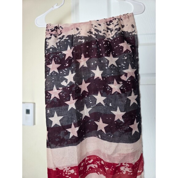 USA Flag Printed Sheer Wrap Scarf for Women Lightweight Patriotic Shawl - Picture 2 of 8
